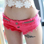 Solid Color Women Denim Short