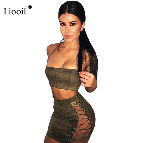 Liooil Suede Women Dress