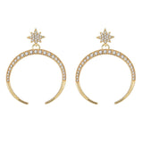 Crystal Crescent Stud Earrings