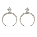 Crystal Crescent Stud Earrings