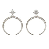 Crystal Crescent Stud Earrings