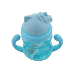 250ml Cute Kitty Baby Feeding Cup with Straw Children Learn Feeding Drinking Bottle with Handle Kids Training Cup BE-005