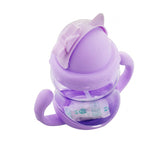 250ml Cute Kitty Baby Feeding Cup with Straw Children Learn Feeding Drinking Bottle with Handle Kids Training Cup BE-005