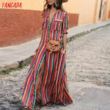 Tangada women maxi dress striped