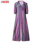 Tangada women maxi dress striped