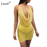 Liooil Halter Sequin Dress