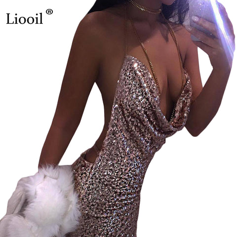 Liooil Sexy Sequin Party Dresses