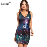 Liooil Sequin Plus Size Mini Dress