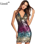 Liooil Sequin Plus Size Mini Dress